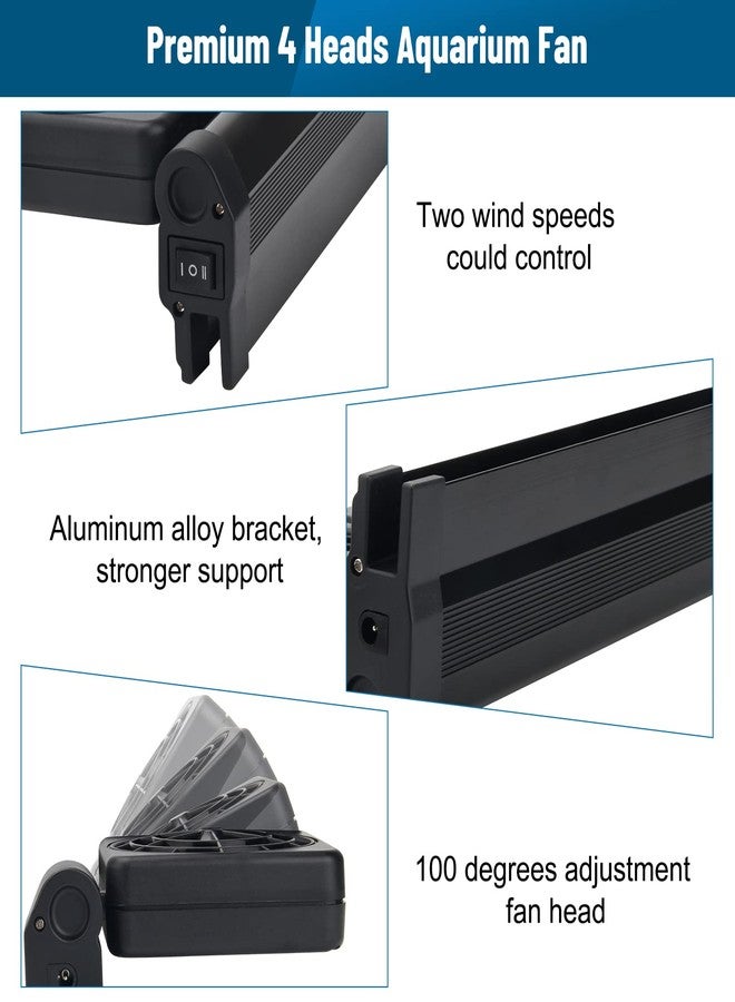 Liveek Aquarium Fan 2 3 4 Heads, Aquarium Chillers Cooling Fan Adjustable Fish Tank Cooling Fan with 2 Wind Speed Fan for Water Tank, Aquarium Tank Chiller (4 Head) - Image 3
